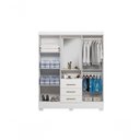 Ver imagem 3 de Roupeiro Casal Paris 4 Portas Bater 3 Gavetas MDF com Espelho Branco Aramóveis 163cm