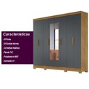 Ver imagem 5 de Guarda Roupa Casal com 8 Portas com Espelho 4 Gavetas Freijo / Cinza Diplomata - Moval