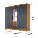 Ver imagem 2 de Guarda Roupa Casal com 8 Portas com Espelho 4 Gavetas Freijo / Cinza Diplomata - Moval