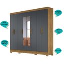 Ver imagem 6 de Guarda Roupa Casal com 8 Portas com Espelho 4 Gavetas Freijo / Cinza Diplomata - Moval