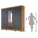 Ver imagem 3 de Guarda Roupa Casal com 8 Portas com Espelho 4 Gavetas Freijo / Cinza Diplomata - Moval