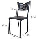 Ver imagem 3 de Kit 2 Cadeira para Cozinha Mc Jantar Tubular Almofadada Medcombo Preto Estrutura Preta com Assento P