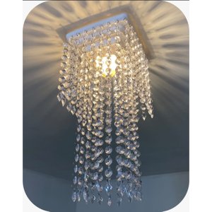 Lustre Pendente Luminária Cristal acrílico de ALTO BRILHO, 17x38. Reflezzo lustres e decoração.