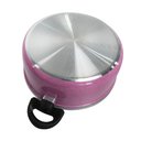 Ver imagem 2 de Panela Caçarola Alumínio Repuxado Tampa Vidro Temperado Rosa 2,29L Shopmaster