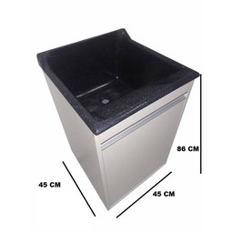 Balcão Lavação 100% Mdf Branco Bp com Tanque Marmorite Preto 30 L - 3