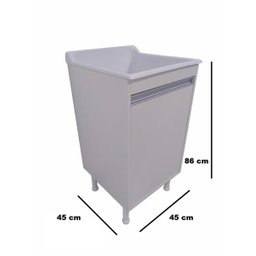 BALCÃO LAVAÇÃO 100% MDF BRANCO BP COM TANQUE MARMORITE BRANCO 30 L - 2