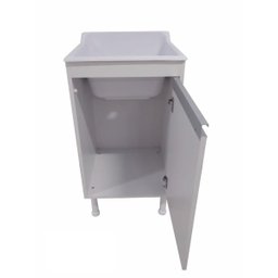 BALCÃO LAVAÇÃO 100% MDF BRANCO BP COM TANQUE MARMORITE BRANCO 30 L - 3