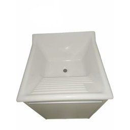 BALCÃO LAVAÇÃO 100% MDF BRANCO BP COM TANQUE MARMORITE BRANCO 30 L - 4