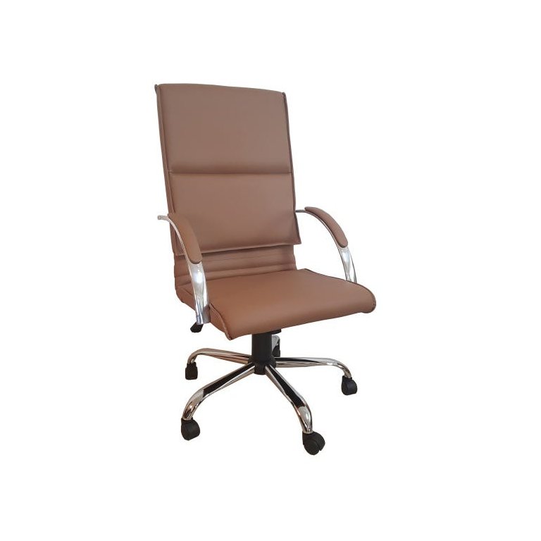 Cadeira de Escritório Giratória Presidente Boss Comprealegre Relax Cromada Caramelo 100% Nacional