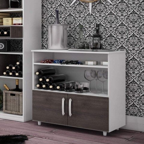 Balcão de Cozinha Multiuso 2 Portas Branco/Carvalho