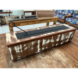 Lareira Ecológica 1,00m X 24cm com Rodinhas em 2 Opções (madeira de Demolição). - 2