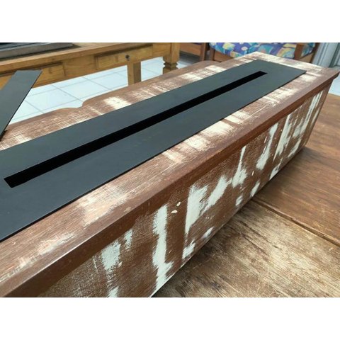 Lareira Ecológica 1,00m X 24cm com Rodinhas em 2 Opções (madeira de Demolição).