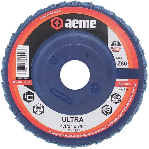 Disco Flap Aeme Ultra Nylon Reto Zircônio 4.1/2" (115mm) 10 Unidades
