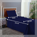 Ver imagem 3 de Roupa de Cama Solteiro 400 Fios 3 Peças Hotel Pousada Macio Acetinado:azul Marinho