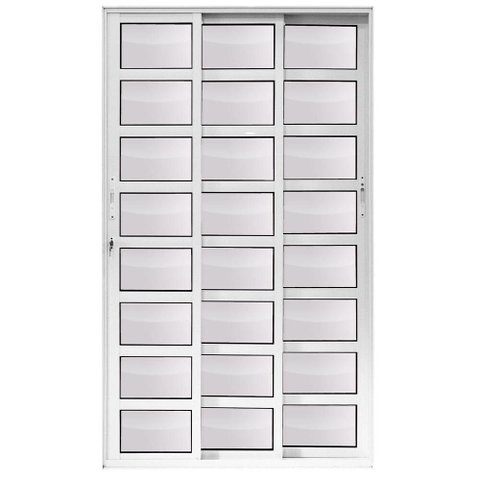 Porta de Correr Alumínio Branco Travessa 03 Folhas Maxx - 210x150 - Ambas