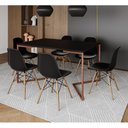 Ver imagem 1 de Mesa Jantar Industrial Retangular Preta 137x90cm Base V Cobre com 6 Cadeiras Eames Eiffel Pretas Mad