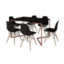 Ver imagem 2 de Mesa Jantar Industrial Retangular Preta 137x90cm Base V Cobre com 6 Cadeiras Eames Eiffel Pretas Mad