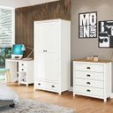Ver imagem 1 de Conjunto Quarto: Guarda-roupa 2 Portas, Escrivaninha, Cômoda 4 Gavetas Branco/freijó Topázio Madeira