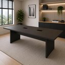 Ver imagem 1 de Mesa Reunião Escritório 2,50m x 90cm com 2 Caixas de Tomadas 100% MDF Cor:Preto