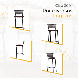 Kit 3 Banquetas Alta para Cozinha Junco Degradê Bancada Bistrô Balcão Ilhas Área Gourmet Piscina - 5