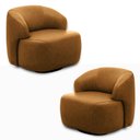 Ver imagem 1 de Kit 2 Poltronas Decorativas Charlote Sala de Estar Base Giratória em Aço Couro Caramelo Manchado G88