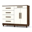 Ver imagem 1 de Cômoda Sapateira para Quarto 05 Gavetas e 02 Portas Livia Imbuia/champanhe - Pallazio