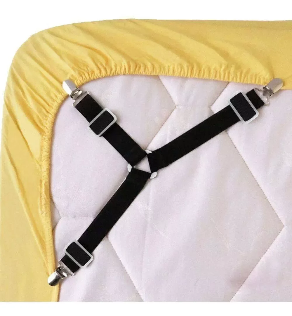 Kit 08 Peças Prendedor Elástico Segurar Lençol P/ Cama Modelo Y Preto - 2