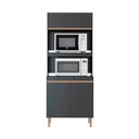 Ver imagem 1 de Armário Cozinha para Forno e Microondas Itália 80 cm MDP Preto Texturizado 0453 - Prime