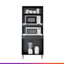 Ver imagem 2 de Armário Cozinha para Forno e Microondas Itália 80 cm MDP Preto Texturizado 0453 - Prime