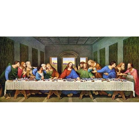 Quadro Santa Ceia Vintage Jesus Cristo 100x50cm Tela Canvas