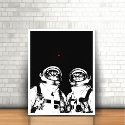 Quadro Tumblr Gato Astronautas Ponto Vermelho - com Moldura - 2