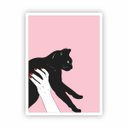 Ver imagem 1 de Quadro Tumblr Gato Preto e Fundo Rosa com Moldura Branca