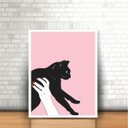Ver imagem 2 de Quadro Tumblr Gato Preto e Fundo Rosa com Moldura Branca