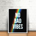 Ver imagem 2 de Quadro Tumblr Frase No Bad Vibes e Arco-íris Moldura Branca