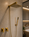 Ver imagem 3 de Kit Ducha Quadrada 20X20 Slim Desviador + 2 Acabamento para Registro Base Deca de 1/2 ou 3/4 Dourado