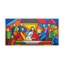 Ver imagem 1 de Quadro Religião Santa Ceia Moderna Colorida Jesus em Canvas