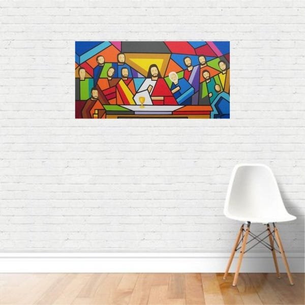 Quadro Religião Santa Ceia Moderna Colorida Jesus em Canvas - 2