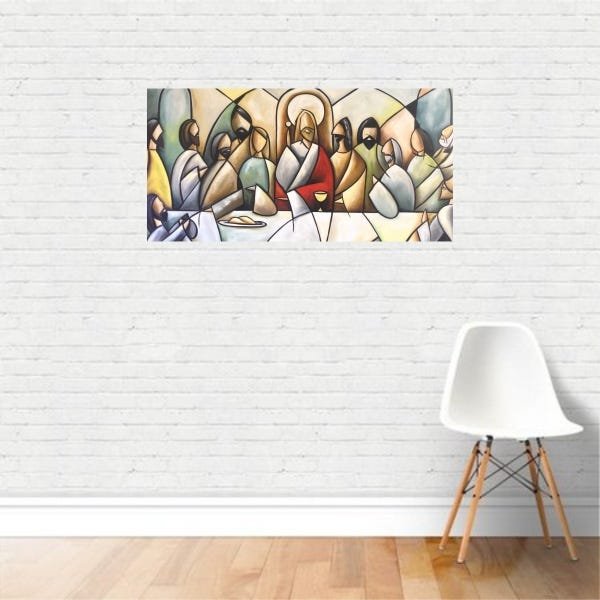 Quadro Religião Santa Ceia Moderna Vintage Jesus tela Canvas - 2