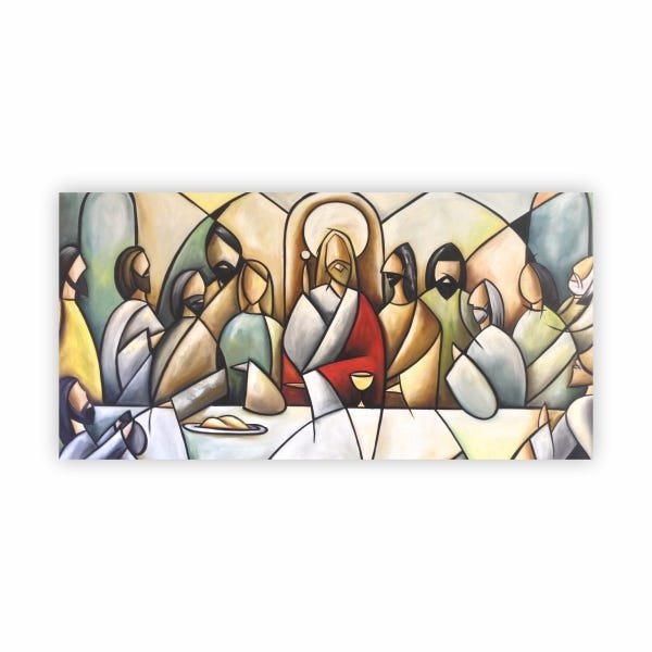 Quadro Religião Santa Ceia Moderna Vintage Jesus tela Canvas - 1