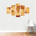Ver imagem 2 de Quadro Mapa Mundi Decorativo Tons Terrosos Canvas 110x65cm