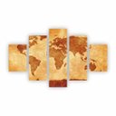Ver imagem 1 de Quadro Mapa Mundi Decorativo Tons Terrosos Canvas 110x65cm