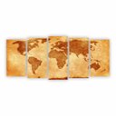 Ver imagem 1 de Quadro Mapa Mundi Decorativo Tons Terrosos em Canvas 155x65