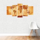 Ver imagem 2 de Quadro Mapa Tons Terrosos Mundi Decorativo em Canvas 155x80