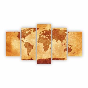 Quadro Mapa Tons Terrosos Mundi Decorativo em Canvas 155x80