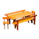 Ver imagem 3 de Conjunto Mesa Rústica 2m 2 Bancos e 2 Cadeiras Madeira Maciça Eucalipto