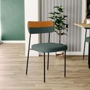 Ver imagem 6 de Kit 04 Cadeira Decorativa Estofada para Sala de Jantar Melina L02 Linho Verde Couríssimo Whisky -