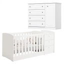 Ver imagem 1 de Berço Multifuncional Atlanta e Cômoda Infantil Mississipi Branco Fosco Henn - Reller