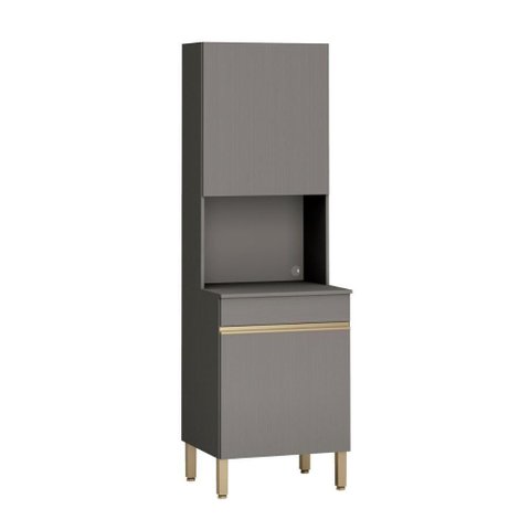Armário de Cozinha Paneleiro 2 Portas Microondas Kits Paraná Cinza Gris Cinza-gris