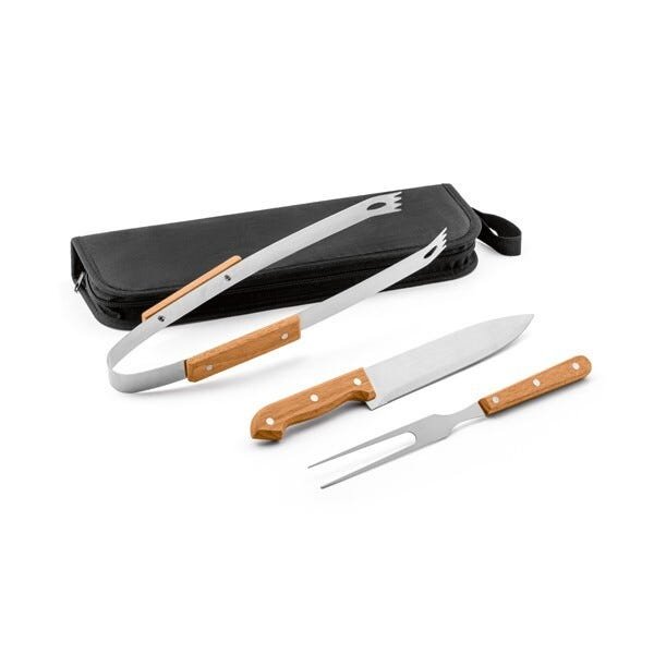 Kit Para Churrasco Carnes Com 3 Peças De Inox e Madeira Com Estojo Em Nylon - 2