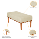 Ver imagem 3 de Puff Retangular Mini Recamier em Linho e Madeira Maciça 80 Cm Linho Bege